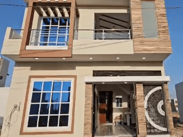 Front view of brand new house for sale in Sadi Garden Block 5 Karachi